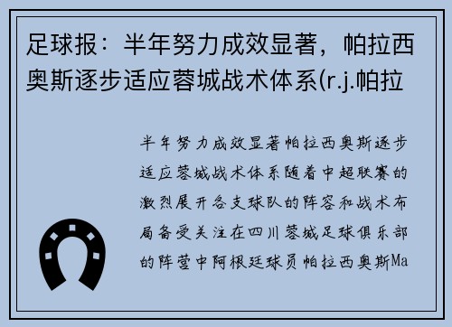 足球报：半年努力成效显著，帕拉西奥斯逐步适应蓉城战术体系(r.j.帕拉西奥简介)